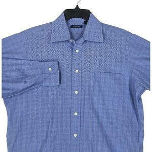 Burberry London Shirt Blue Button Up Long Sleeve Men 15.5 33 L XL Pocket Vtg USA